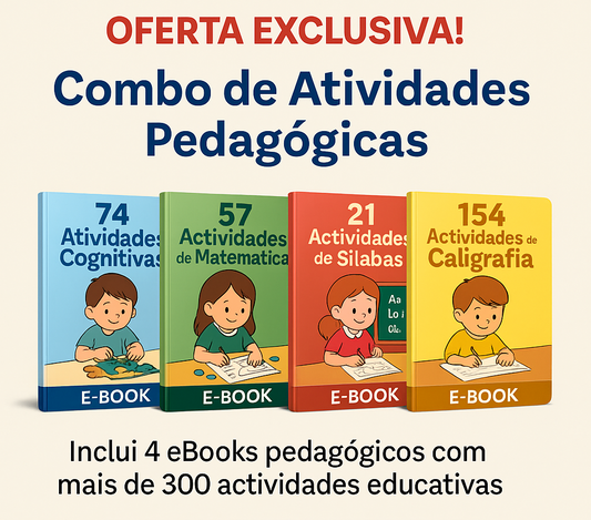Combo de Atividades Pedagógicas Paga 2, Recebe 4 eBooks