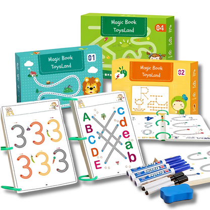 Caderno de Traço e Desenho Infantil Magic Book (Oferta 8 Canetinhas + Apagador + E-book)