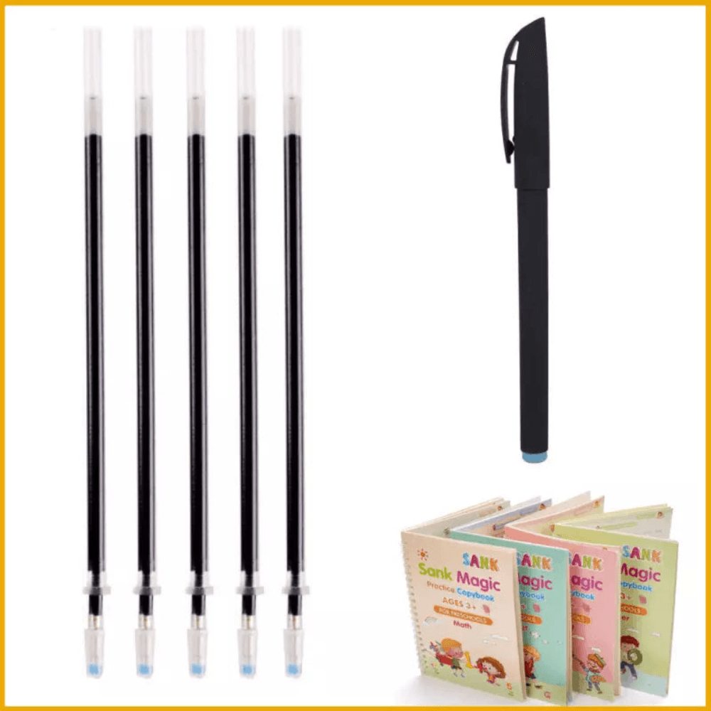 +5 Recargas de Tinta Especial para Caneta do Caderno de Caligrafia Mágico Reutilizável.