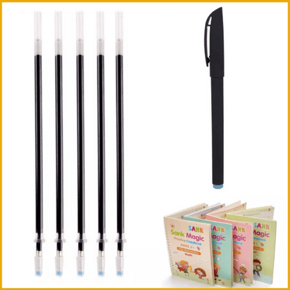 +5 Recargas de Tinta Especial para Caneta do Caderno de Caligrafia Mágico Reutilizável.