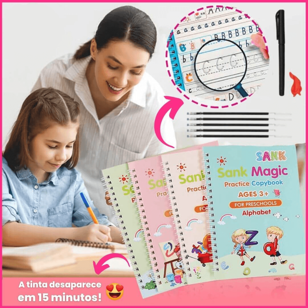 +5 Recargas de Tinta Especial para Caneta do Caderno de Caligrafia Mágico Reutilizável.