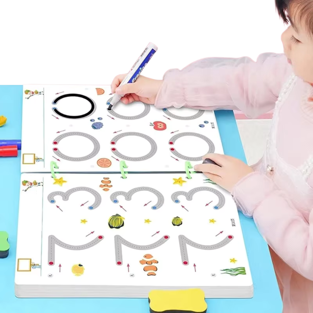 Caderno de Traço e Desenho Infantil Magic Book (Oferta 8 Canetinhas + Apagador + E-book)