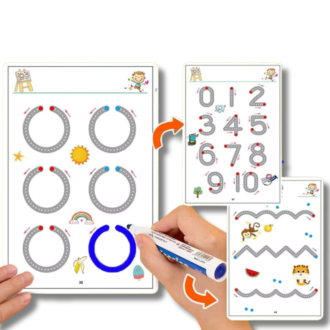 Caderno de Traço e Desenho Infantil Magic Book (Oferta 8 Canetinhas + Apagador + E-book)
