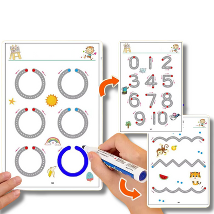 Caderno de Traço e Desenho Infantil Magic Book (Oferta 8 Canetinhas + Apagador + E-book)