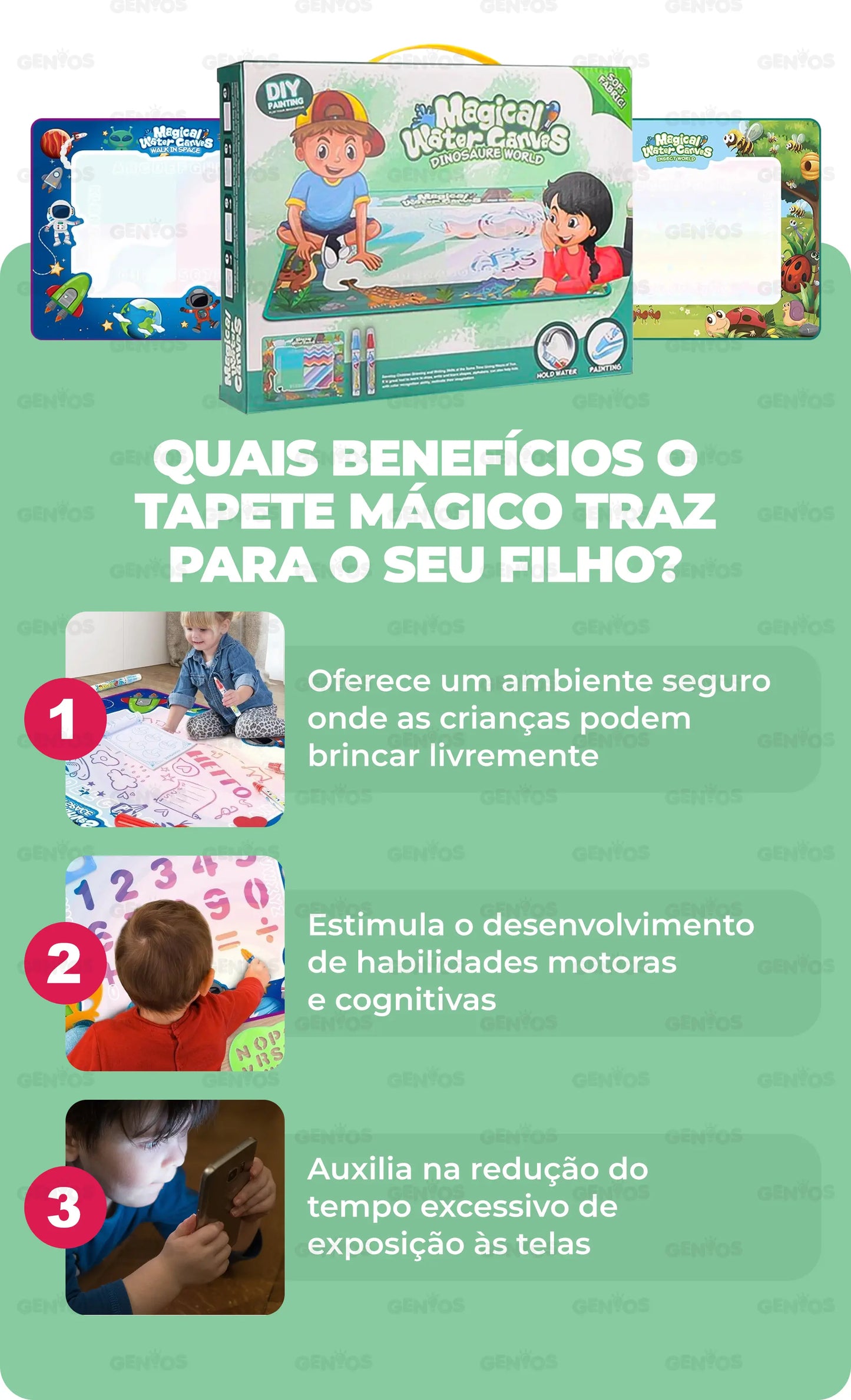Tapete de Desenho Mágico Reutilizável + Kit de Acessórios para Desenhos de OFERTA