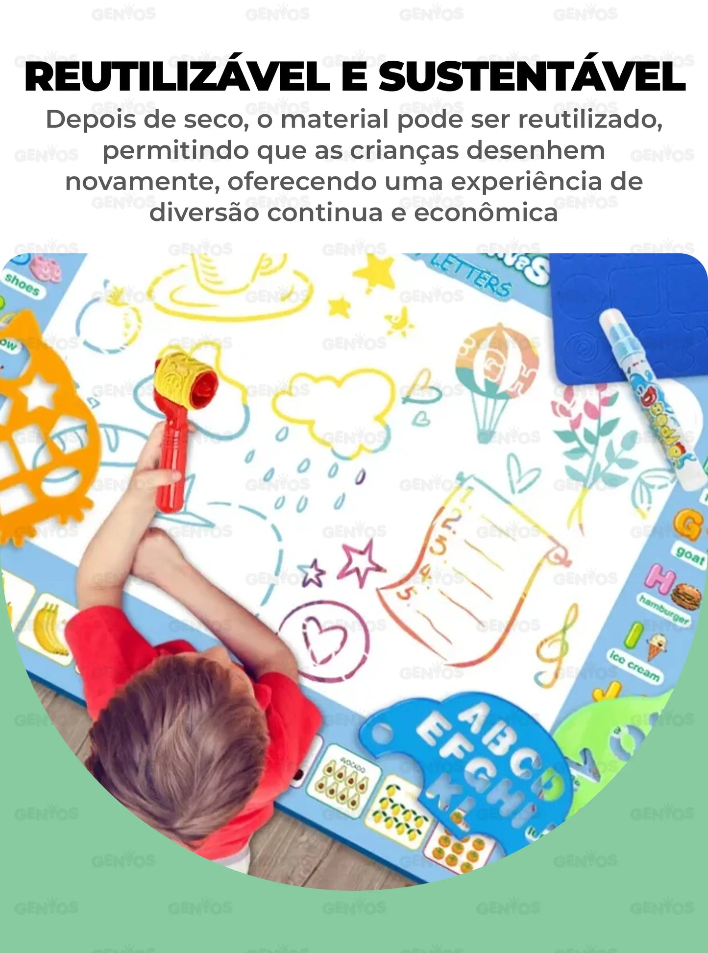 Tapete de Desenho Mágico Reutilizável + Kit de Acessórios para Desenhos de OFERTA