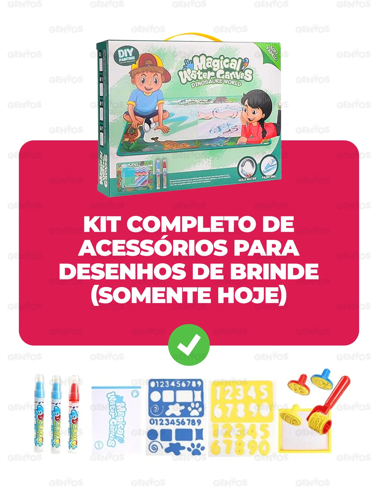 Tapete de Desenho Mágico Reutilizável + Kit de Acessórios para Desenhos de OFERTA