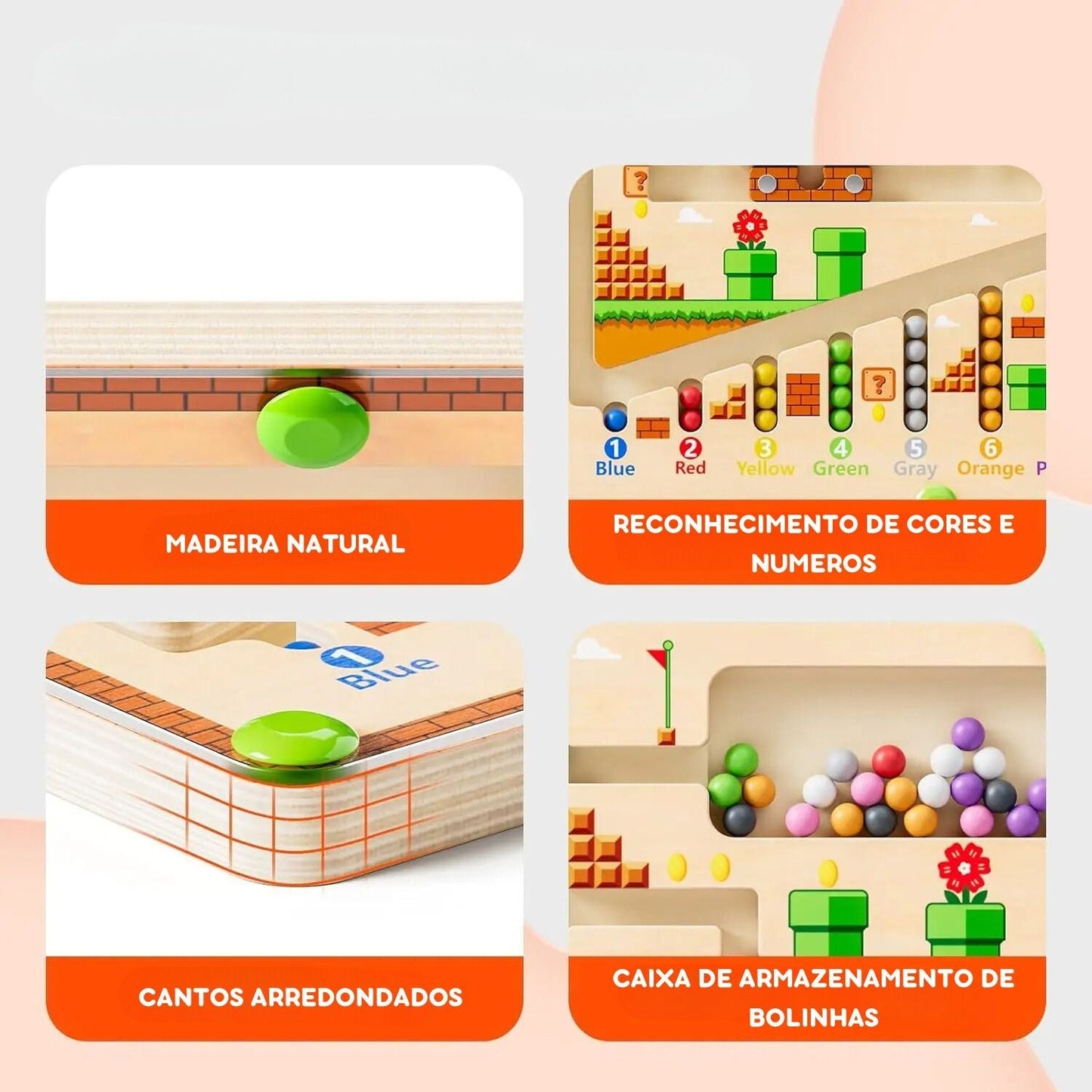 Videojogo de Madeira Mario Wood® (Labirinto Magnético Educativo) + E-book Desenvolvimento Infantil (OFERTA!)