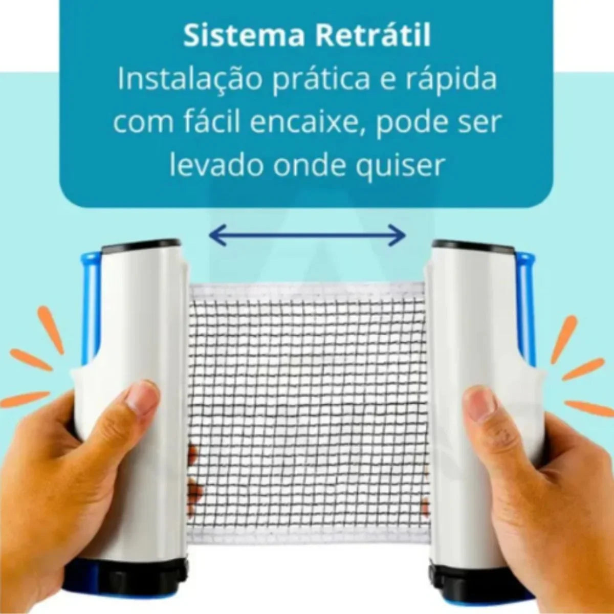 Rede retrátil para tênis de mesa ping pong portátil, instalação fácil e rápida.