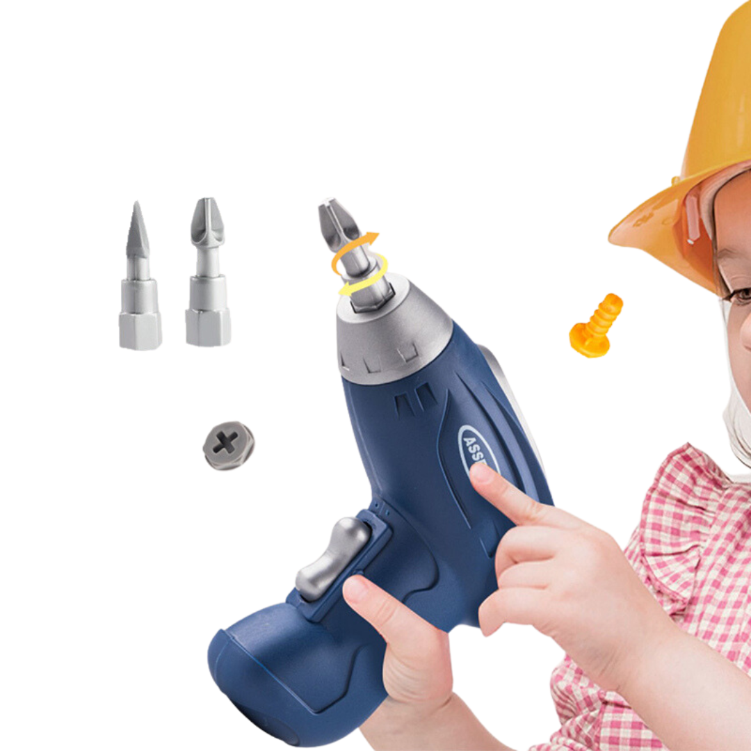 Maletinha de Construção - 204 Peças + Parafusadeira Elétrica